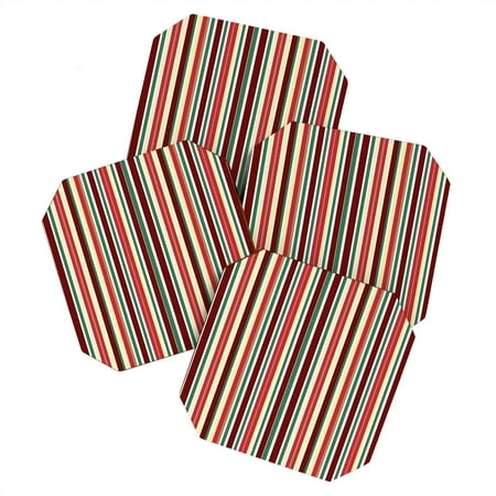 

Society6 Lisa Argyropoulos Holiday Traditions Stripe Set of 4 Coasters