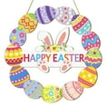 thumbnail image 2 of Easter Decoration Door Hanging, 10.6" Wooden Wreath Pendant for Front Porch and Holiday Decor, Seasonal Welcome Sign, 2 of 8