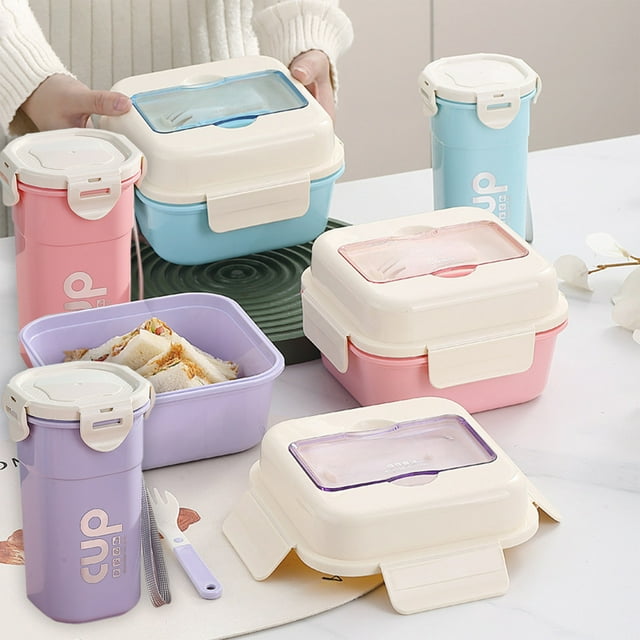 Sentmoon Boîte à Lunch Adulte Sacs à Lunch pour Femmes Ensemble Boîte à Lunch et Tasse Bento pour Enfants Contenants à Lunch pour Adultes Étanche Micro-Ondable