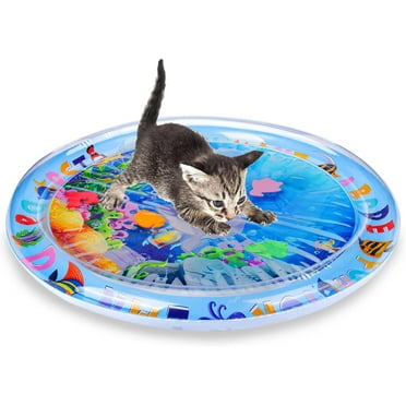 Lomyolo Cat Water Mat for Cats, Upgraded-Thicken Unbreakable Cat Splash Play Mat, Cat Water Play Mat for Indoor Cats, Interactive Cat Toys for Self Play