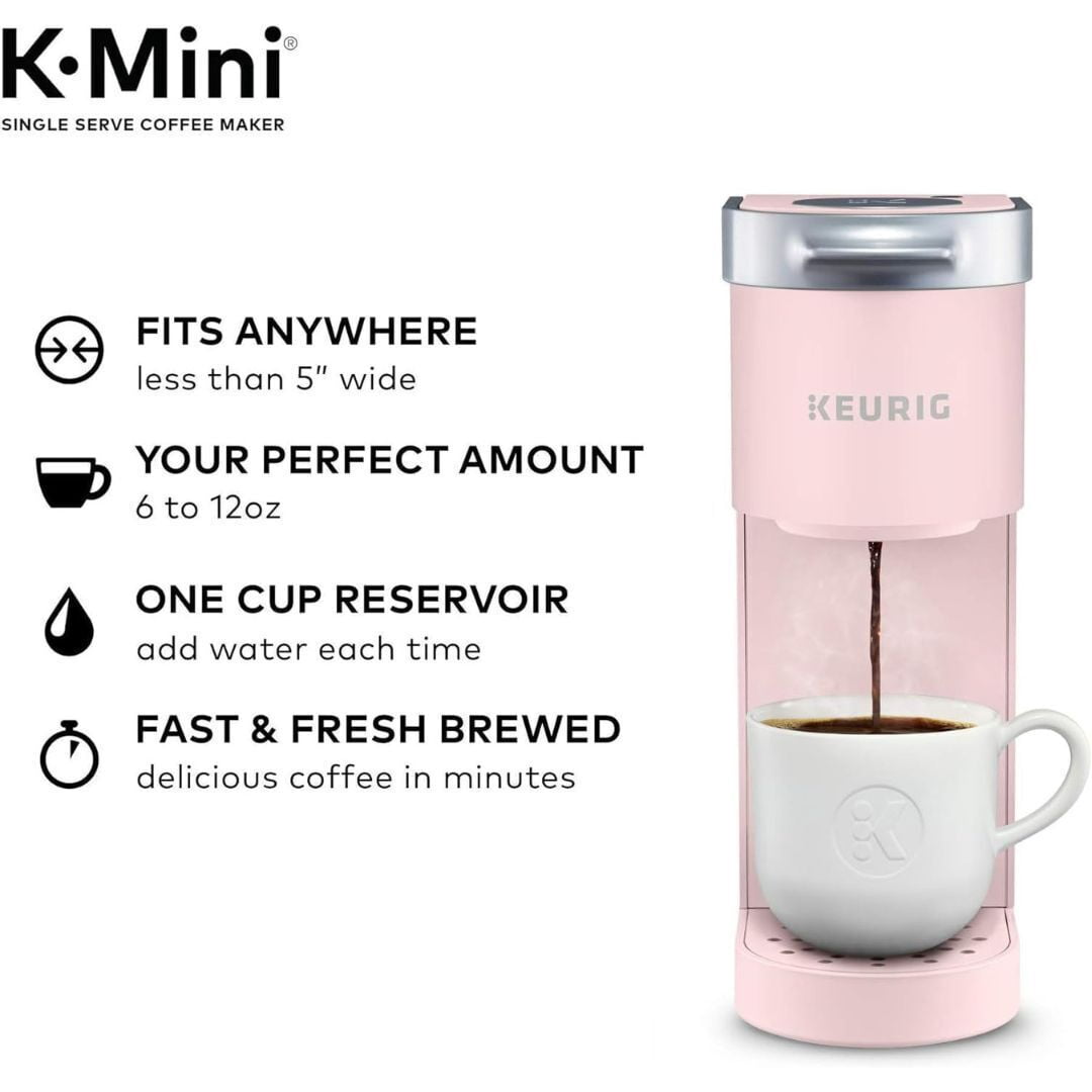 Restored Keurig K-Mini Single Serve Coffee Maker with 6-12Oz Cup Sizes, Quick Brewing, and Removable Drip Tray, Dusty Rose (Refurbished)