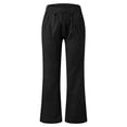 thumbnail image 4 of felwors Women's Linen Cotton Flare Pants – Wide Leg Drawstring Waist Lounge Pants, Breathable Summer Bottoms for Casual Wear, Beach, Travel, and Everyday Comfort (Black, M), 4 of 5