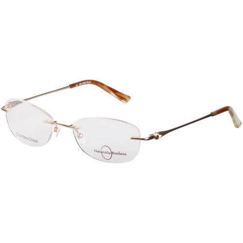 Womens Naturally Rimless Stainless Steel Eyeglass Frames Gold 