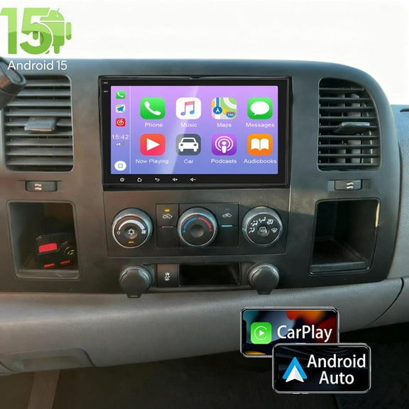 Molaner Car Stereo Radio for Chevrolet Silverado 1500HD 2007-2014 Fit for Carplay/Android Auto,8 inch IPS Touch Screen Android 15 with GPS Navigation Bluetooth WiFi Mirror Link, 2 32G