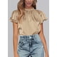 thumbnail image 5 of Blusa de Mujer PRETTYGARDEN Satín con Volantes Manga Corta Caqui M, 5 of 5