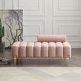 thumbnail image 2 of Yesfashion End Of Bed Bench,Bedroom Bench with Solid Wood Frame,High Density Foam,Adjustable Round Backrest,2 Seater Sofa Couch for Bedroom,Living Room, 2 of 5