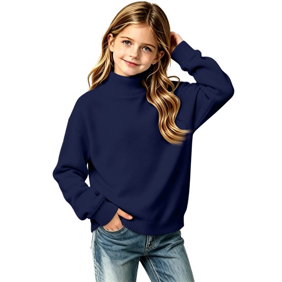 Grblisyd Mock Neck Sweatshirt for Girls Cute Polka Dot Sweater Long Sleeve Pullover Tops Back To School Outfits