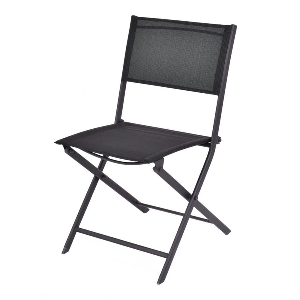 Demifill Set of 4 Outdoor Patio Folding Chairs, Outdoor Ergonomic Seating Chairs, Space-Saving Foldable Chairs for Outdoor as Poolside, Garden, Patio, Yard, Black