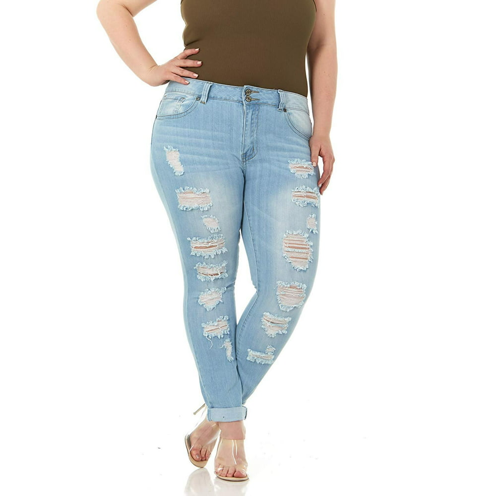 COVERGIRL - Cover Girl Women's Distressed Torn Plus Size Skinny Jeans ...
