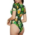thumbnail image 3 of Naloa St Patrick's Day10 Women's Short-Sleeved Onesie, One-Piece Swimsuit for Parties, dates, clubs - XX-Large, 3 of 9