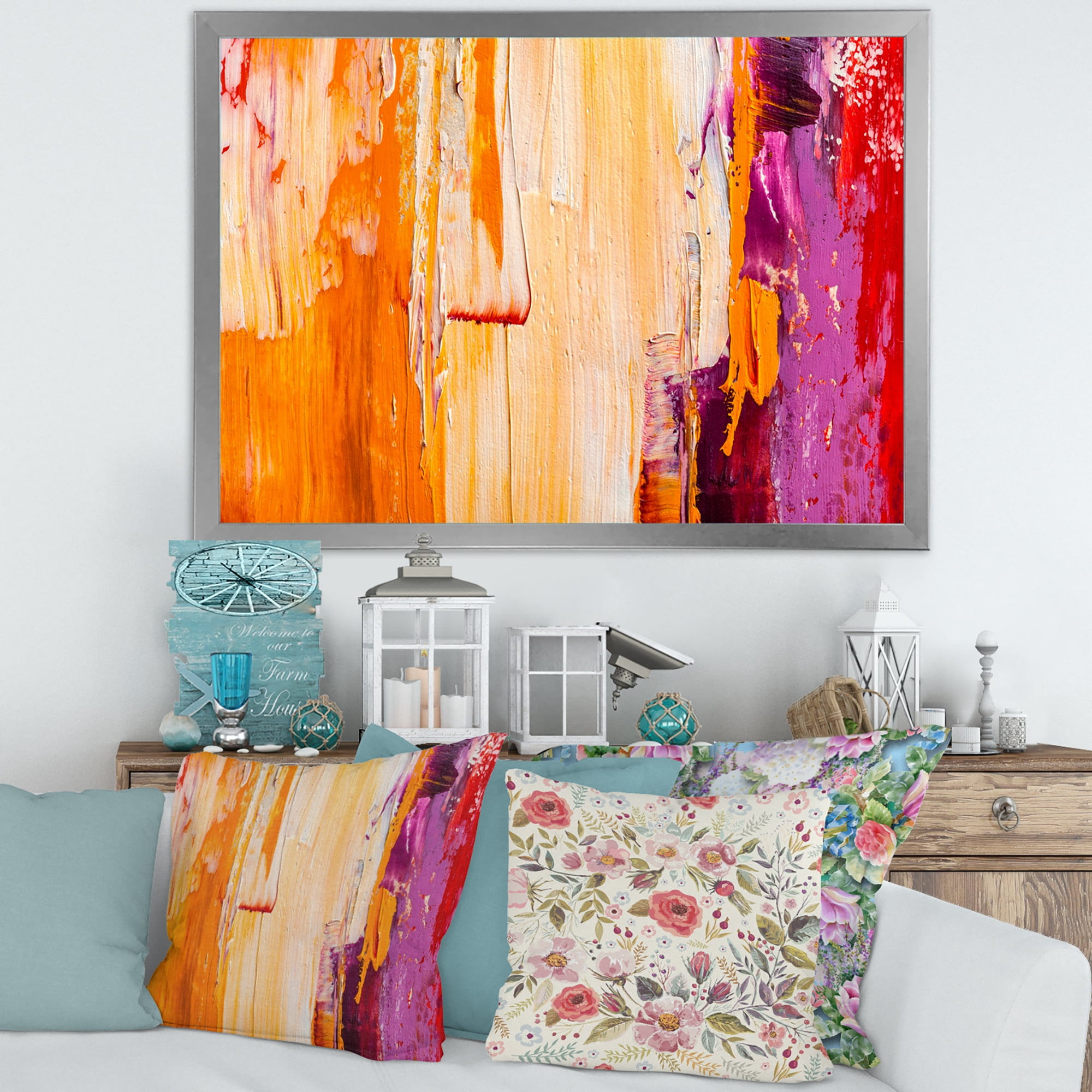 Designart 'Grunge Brown Abstract' Modern Framed Art Print