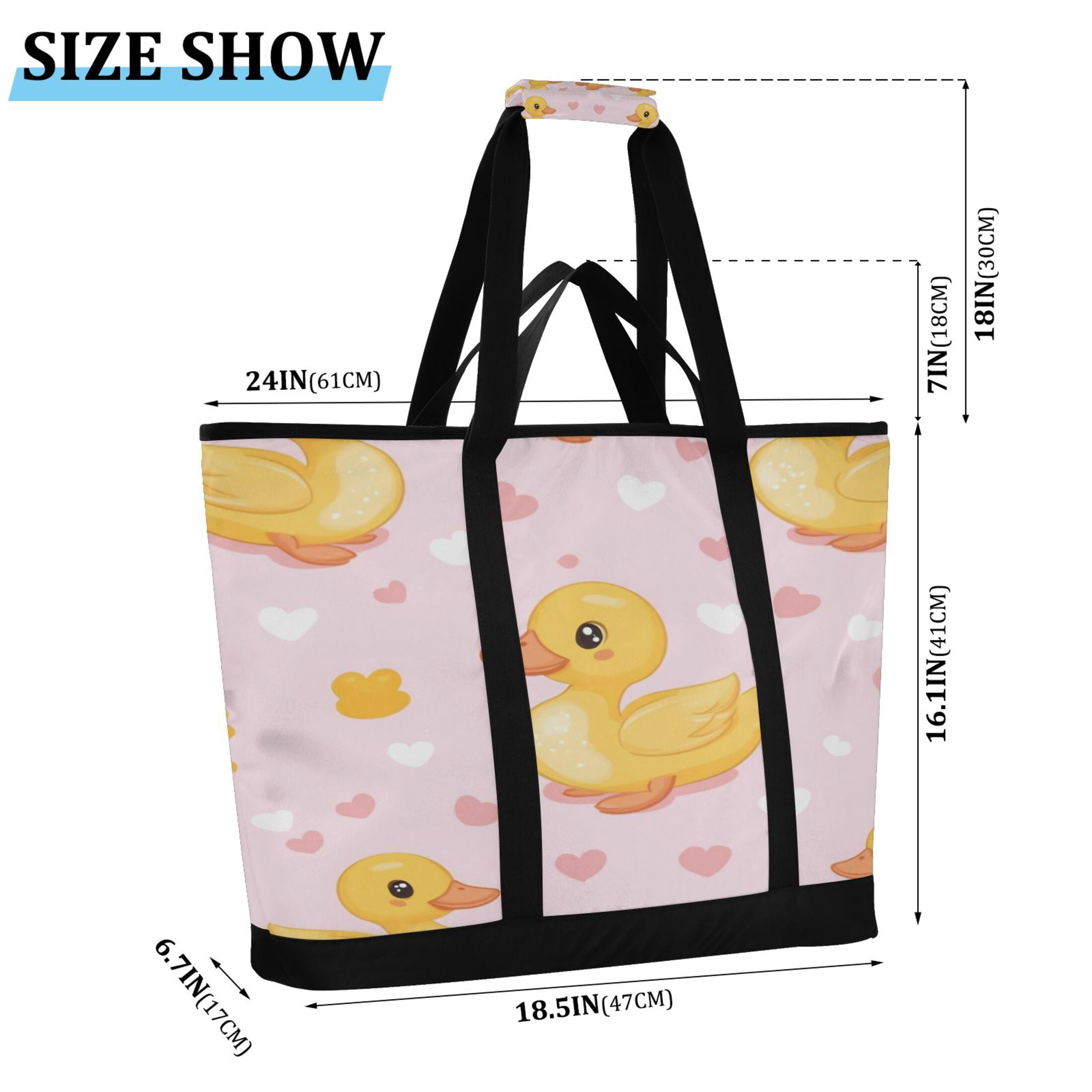 Large Hand-held Ice Pack Picnic Bag Insulation and Refrigeration Suitable for Shopping Picnics and Camping Cute Yellow Duckling
