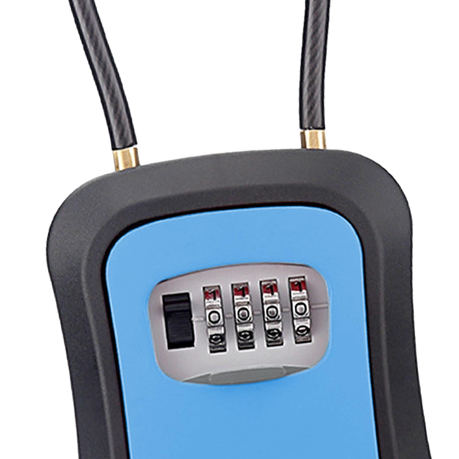 Colaxi Box Key Security Box with 4 Digit Combination Steel Cable Shackle Weatherproof Portable for Door Knob or Car Durable Blue