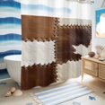 thumbnail image 5 of No Hook Shower Curtain, Brown White Leather Texture Shower Curtains for Bathroom with See Through Top Window, Abstract Art Cowhide Waterproof & Washable Bath Curtain Long 72"x78", 5 of 9