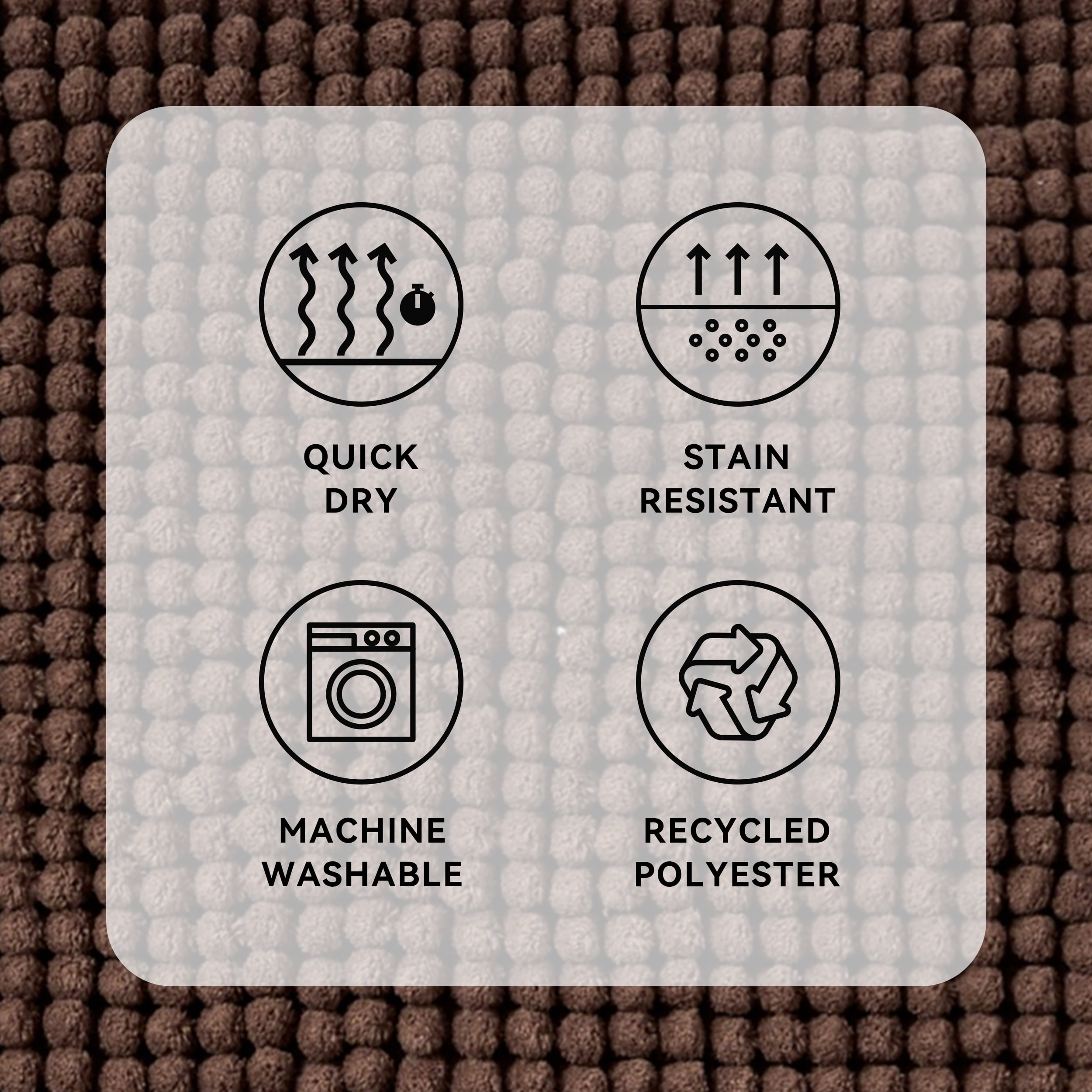Mainstays Performance Foam Noodle Bath Rugs, 20"x32" Brown