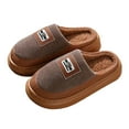 thumbnail image 4 of House Slippers for Woman Men Womens Slippers Platform EVA sole Warm Fuzzy Lined Suede Short Ankle Boots Memory Foam shoes for Women Anti-Slip Boot Indoor Brown Size 9, 4 of 6