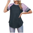 thumbnail image 1 of Gibobby Blusas Termicas Dama Blusa de mujer de manga corta estampada con cuello redondo y costuras redondas sexy para mujer（Gris， L), 1 of 4
