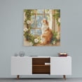 thumbnail image 3 of Cat Canvas Wall Art, Cats Sitting on Window Looking Outside Pictures Prints, Floral Artwork Wall Decor for Bedroom Living Room Ready to Hang Home Decorations (16x16 Inches, Cat1), 3 of 6