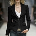 thumbnail image 2 of Blazers para las Mujeres Negocios Casual Manga Larga Solapa Cremallera Slim Fit Blazer de Trabajo, Chaqueta de Oficina Blazers de Negocios de las Mujeres, 2 of 7