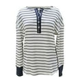 thumbnail image 7 of Soighxzc Womens T Shirts Casual Shirt Long-Sleeve Blouse Fit Spring Autumn Winter Stripe Print Henley Neck Pullover Tee Tops White S, 7 of 7