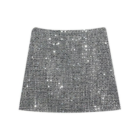RUTAYY Sequin Skirt Women Slim Solid Color Casual Travel Skirts
