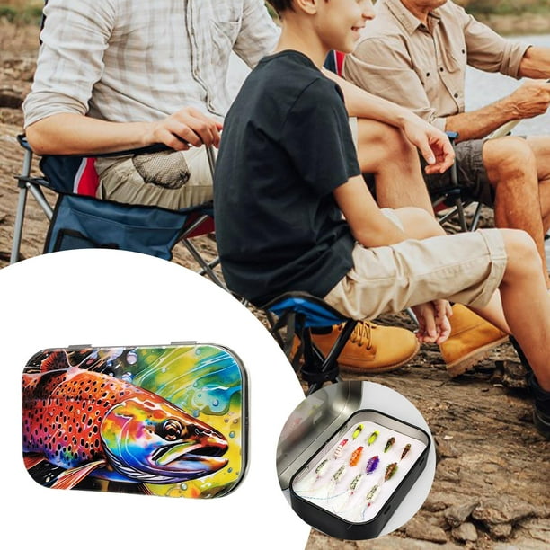 Caja de pesca con mosca, caja de señuelos de pesca con mosca, caja de anzuelo con mosca, caja de pesca con mosca, contenedor, caja de cebo de pesca de estilo C