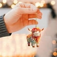 thumbnail image 4 of Christmas Ornaments Highland Cow Decor Christmas Tree Decorations Cute Acrylic Cow Pendants Cartoon Cow Decorative, 4 of 6