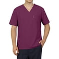 thumbnail image 5 of Domuza Mens V-Neck Short Sleeve Scrub Top with Multiple Pockets - Medical & Nursing Uniform Shirt Dark Purple M, 5 of 5