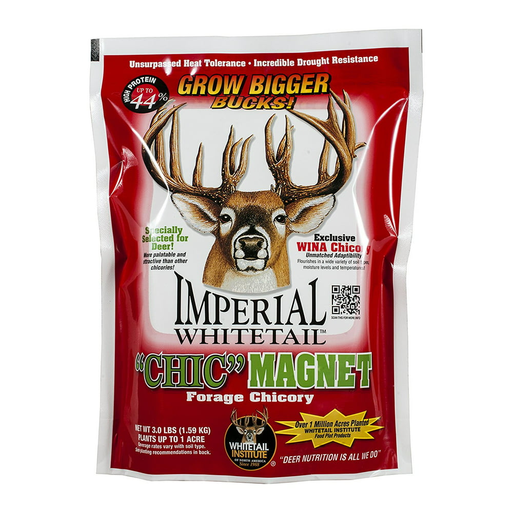 Imperial Chic Magnet Food Plot Seed, 3 lb, 45 Grass Tubers Winter Herbicide Safe For Clover And Chicory