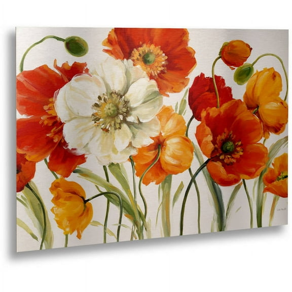Trademark Fine Art "Poppies Melody I" Brushed Aluminum Wall Art Art by Lisa Audit 16x22