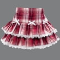 thumbnail image 7 of WIBACKER 1-12 Years Girls Plaid Ruffle Skirt with Lace Trim and Bow High Waist Toddler Kids Trendy Pleated Skirt, 7 of 7