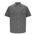 thumbnail image 5 of Zynviq Men Tee Shirts Casual Button Down Short Sleeve Solid Cargo Pocket Loose Fit Linen Shirts Mens Tops XL, 5 of 6