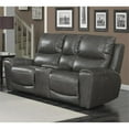 thumbnail image 2 of Bowery Hill Grey Leather Power Reclining Console Loveseat, 2 of 8