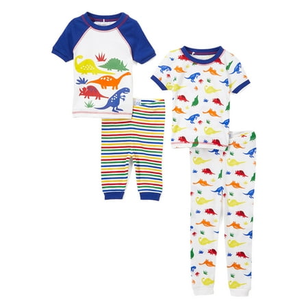 Print Sleep Tee (Graphic and Print Short Sleeve Tops, Sleep Shorts and Pants, 4-Piece Pajama Set (Little Boys & Big)