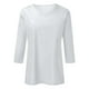 thumbnail image 3 of Top de manga tres cuartos con cuello en V para mujer, estilo casual y moderno, para el verano - Material de poliéster, ligero y transpirable - Para el día a día, actividades al aire libre y fiestas, 3 of 3