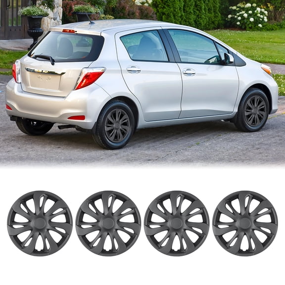 15 Inch Hubcaps Fit for 2019-2020 TOYOTA YARIS SEDAN/YARIS iA SEDAN, Wheel Rim Cover Replacement PP Material Hub Caps Set of 4 (15-Inch, Matte Black)