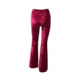 thumbnail image 5 of Womens High Waist Crushed Velvet Flare Pants Ladies Casual Bell Bottoms Trousers, 5 of 5