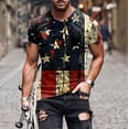 thumbnail image 1 of Blusas y camisas de manga corta y cuello redondo para hombre. Blusas de manga corta con cuello redondo y estampado del Día de la Independencia para hombre. Blusa para hombre., 1 of 5