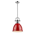 thumbnail image 1 of Duncan Petit Pendentif avec Tringle en Chrome avec Abat-Jour Rouge, 1 of 2