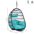 thumbnail image 3 of Sunnydaze Penelope Resin Wicker Egg Hanging Chair with Cushions, Turquoise, 3 of 7