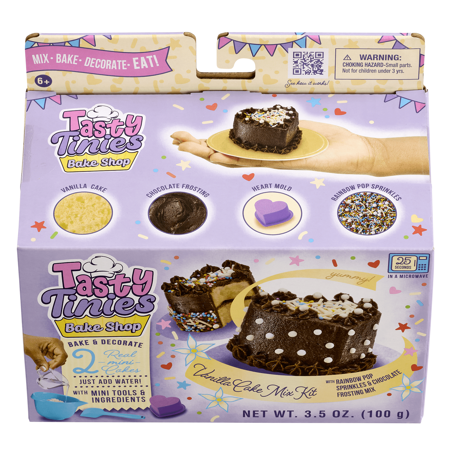 Tasty Tinies Bake Shop- Mini Baking Set w/ Vanilla Cake Mix, Chocolate Frosting, Rainbow Sprinkle