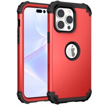 for iPhone 16 Pro Case, Slim Dual Layer 3 in 1 Heavy Duty Protection Hybrid Hard PC Soft Silicone Rugged Bumper Anti Slip Full-Body Protective Cases for iPhone 16 Pro, Red