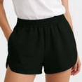 thumbnail image 4 of Shorts de Sudadera para Mujer de Cintura Alta, Shorts de Sudadera Casuales para Hacer Ejercicio, Tipo Pull on, Cintura Elástica, Shorts de Running con Bolsillos, Negro, S, 4 of 8