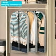 thumbnail image 2 of 3 Pack 40" Garment Bags for Hanging Clothes Storage, Clear Moth Proof Suits Covers with 4" Gussets for Closet Storage Travel, Plastic Protector for Coat, Jacket, Sweater, Shirts, 2 of 3