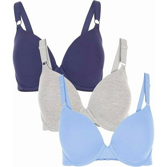 Fruit of the Loom Women's Cotton T-Shirt Bra, 3-Pack, FT797PK, Sizes 34B-42DD
