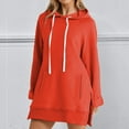 thumbnail image 2 of Miluxas Oversized Hoodie Dress Women, Long Sweatshirt Hooded Dress with Pockets Comfort Winter Casual Pullover Orange XXL(XXL), 2 of 6