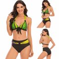 thumbnail image 4 of Greeniant 2 uds. De ropa de baño para mujer, bañador Sexy con realce y relleno, bañador estampado a rayas para mujer, conjunto de sujetadores y Traje de baño verde XXL Greeniant OD001322-15, 4 of 5