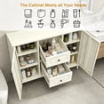 thumbnail image 3 of 40.16'' Steel Storage Sideboard Buffet Cabinet, Freestanding Accent Cabinet with 4 Drawers & 2 Doors, Adjustable Shelves Console Cabinet for Living Room, Kitchen, Entryway, Hallway(Beige), 3 of 19