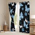 thumbnail image 3 of Feelyou Dreamy Blue Butterfly Curtains Pack of 2 (42x84 Each), Cartoon Groovy Floral Curtains Blackout, Teens Kids Girls Women Bedroom Curtains, Window Curtains Bedroom Decor, 3 of 6