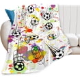 thumbnail image 1 of Soccer Soft Throw Blanket All Season Microplush Thick Warm Blankets Tufted Fuzzy Flannel Throws Blanket for Bed Sofa Couch 80"x60", 1 of 6